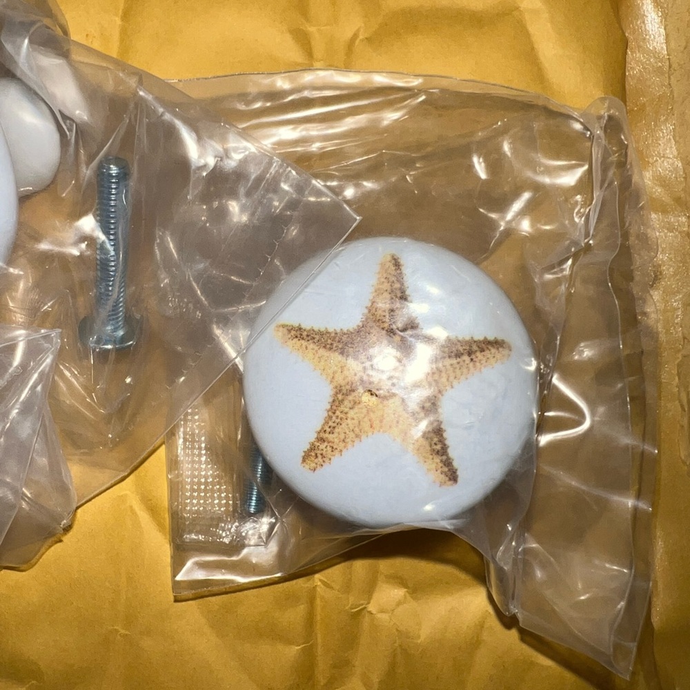Nautical Ceramic Cabinet Starfish pull knobs - Picture 4 of 5